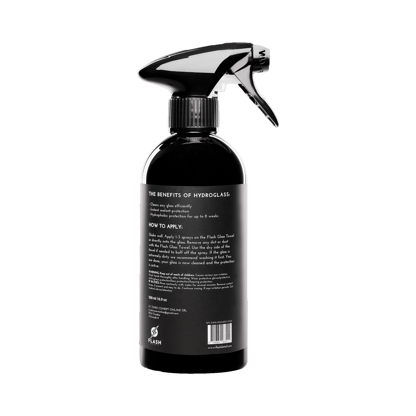 HYDROGLASS - GLASREINIGER MIT HYDROPHOBEM VERSIEGELUNGSEFFEKT 500 ML