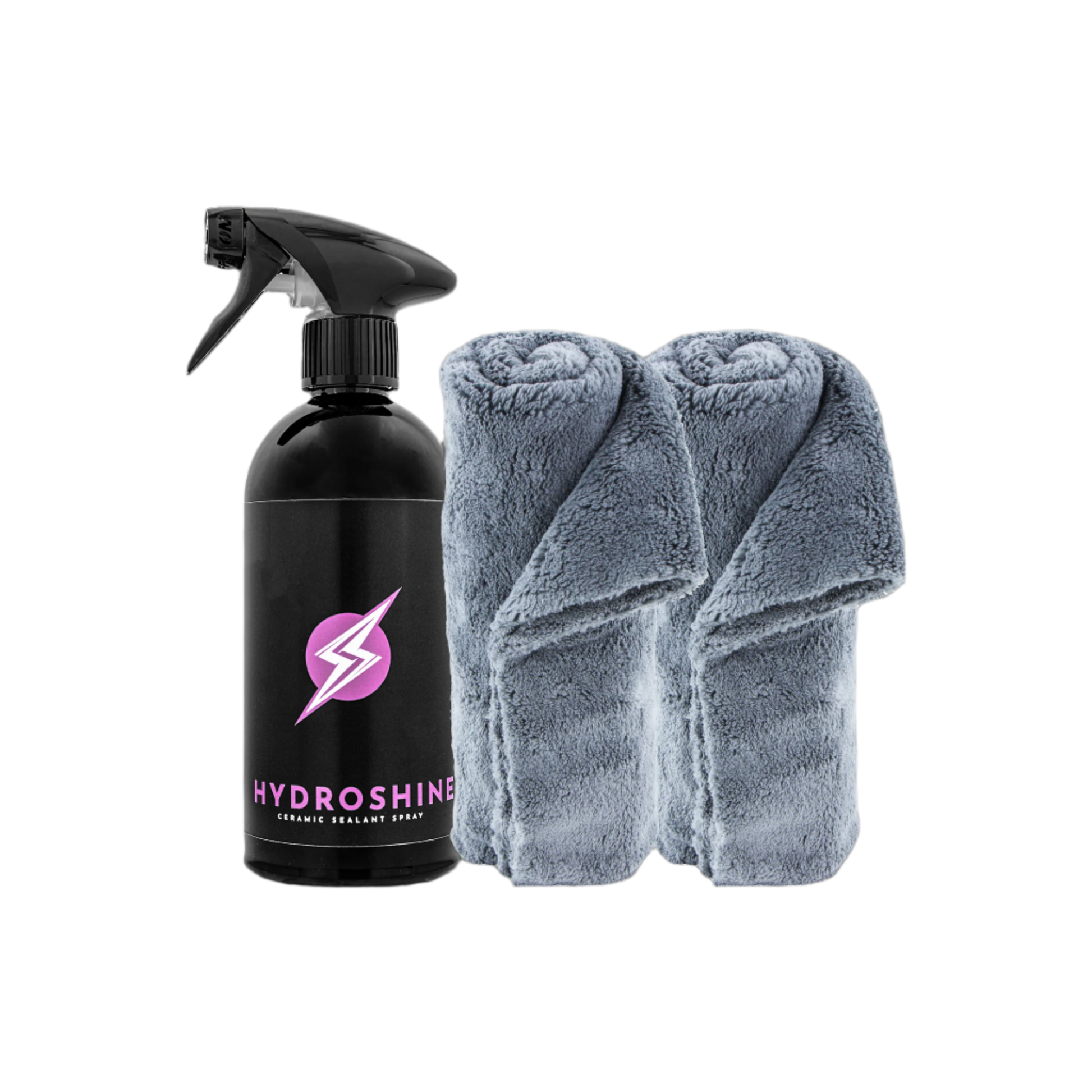 Lackversiegelungs Set für Auto mit HYDROSHINE Sprühversiegelung und Mikrofasertüchern zur Anwendung auf Lack, Glas und Kunststoff